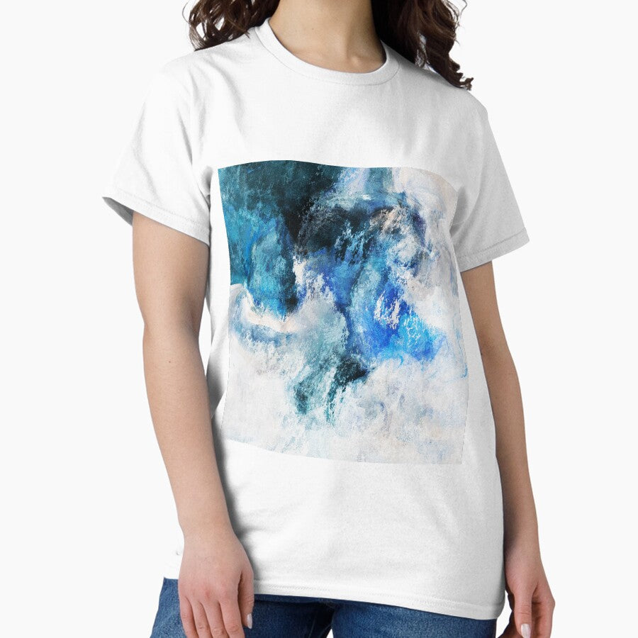 Abstract Waves Painting Minimalist Seascape Art Classic T Shirt