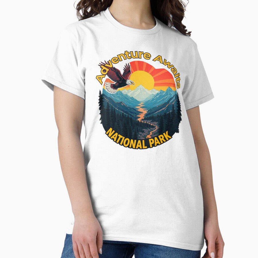Adventure Awaits National Park Retro Eagle Mountain Landscape Classic T Shirt