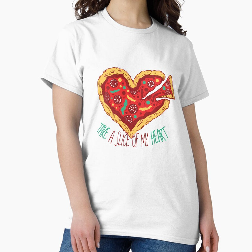 Womens Funny Heart Shaped Pizza design - Pizza Lovers - I Love Pizza Classic T-Shirt