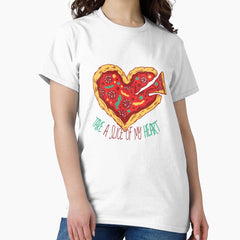 Womens Funny Heart Shaped Pizza design - Pizza Lovers - I Love Pizza Classic T-Shirt