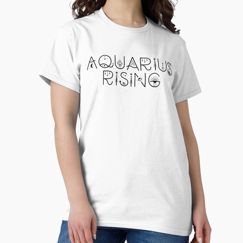 Aquarius rising sign celestial typography Classic T-Shirt