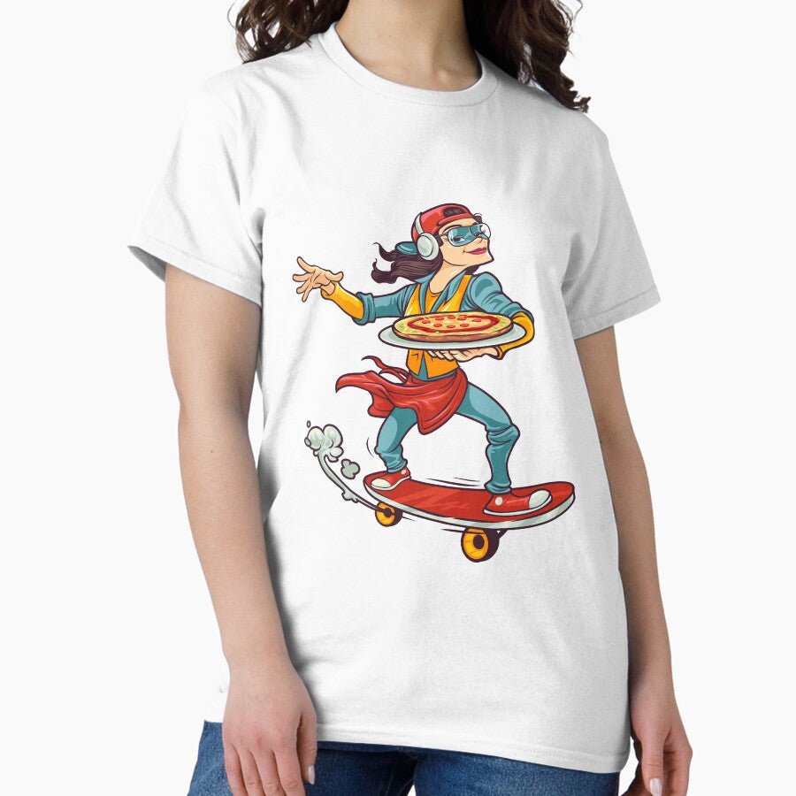 Pizza Skater Chick Classic T-Shirt