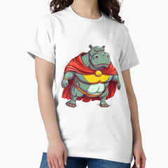 Angry Hippo Superhero Classic T-Shirt