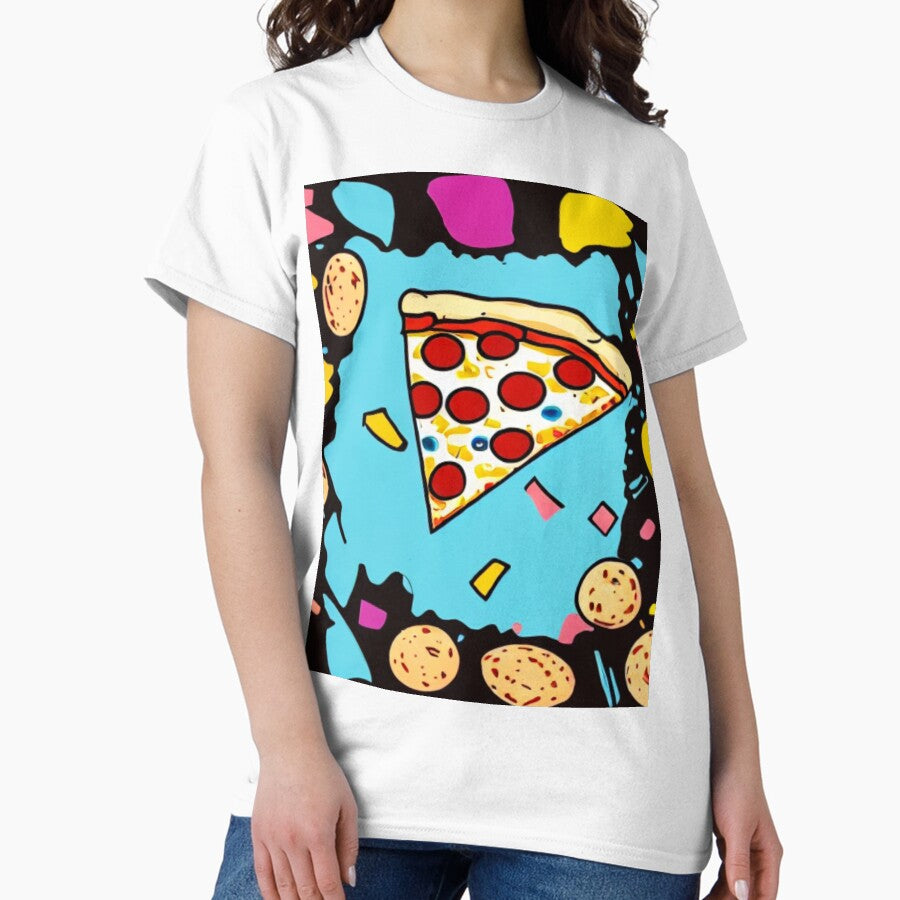 Hand-drawn Pizza Slice - Cartoonish and Whimsical - Brightly Colored Pizza Classic T-Shirt