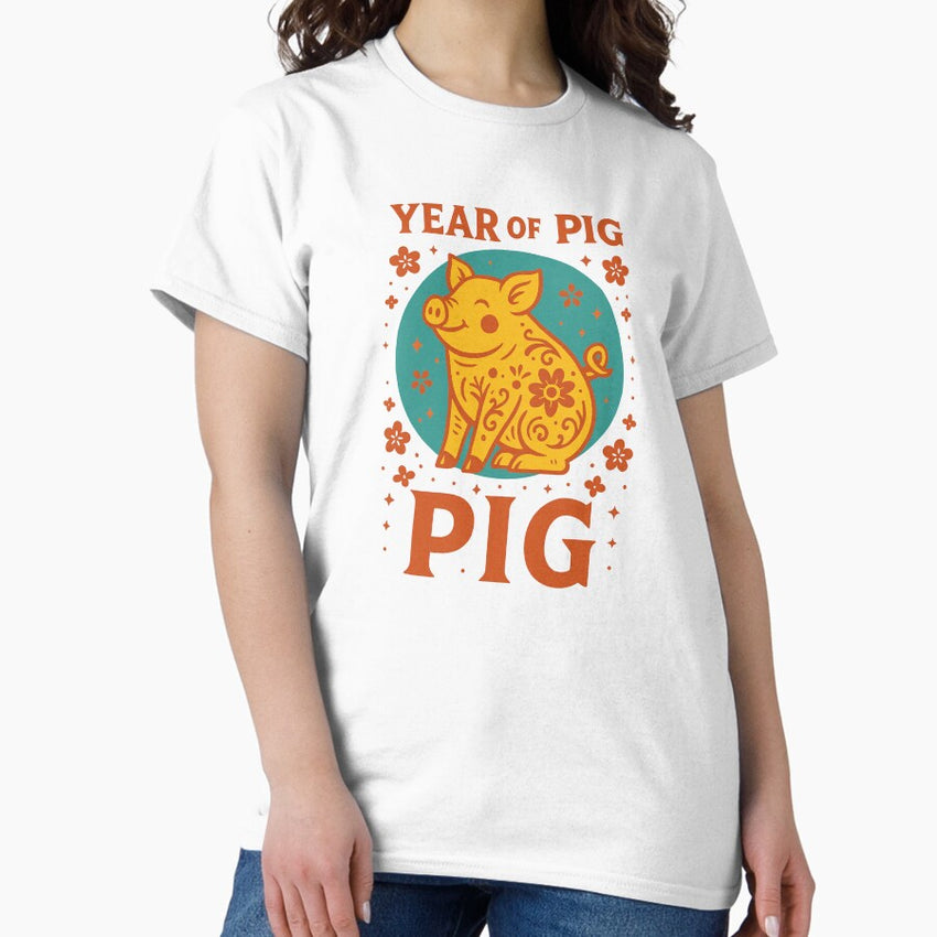 Year of the Pig – Lucky pig in Asian style Classic T-Shirt