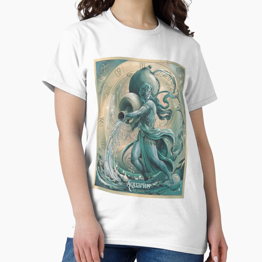 Astrology Zodiac Designs: Aquarius, Illustration of Aquarius Water Bearer Classic T-Shirt