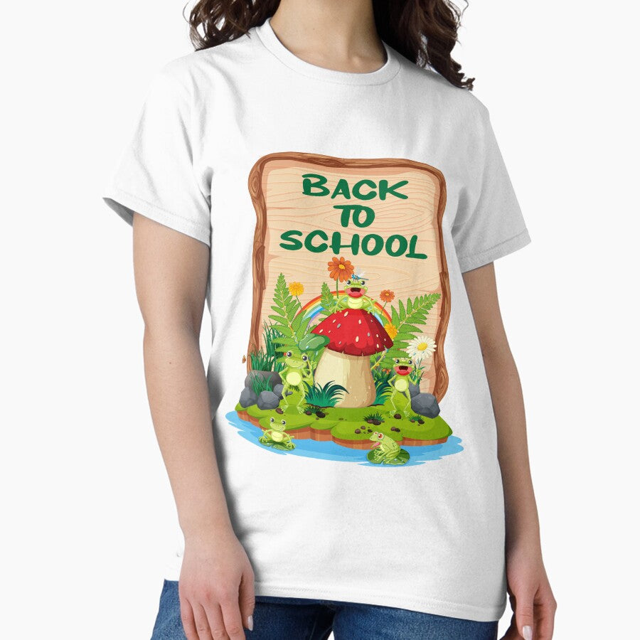 Back To School Frogs With Flowrs Waterhole Gift For Frogs Lovers Classic T Shirt