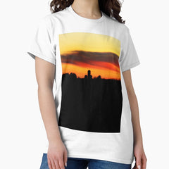 Farm Silhouette In Sunset Classic T-Shirt
