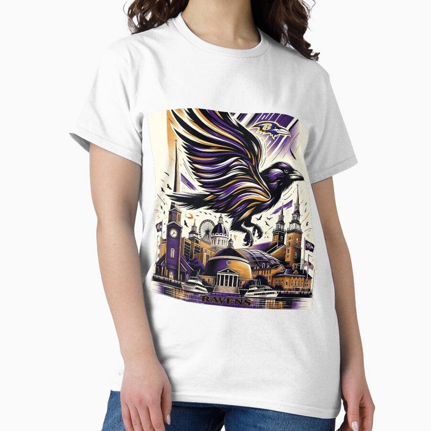 Baltimore Ravens Cityscape Artwork Classic T-Shirt