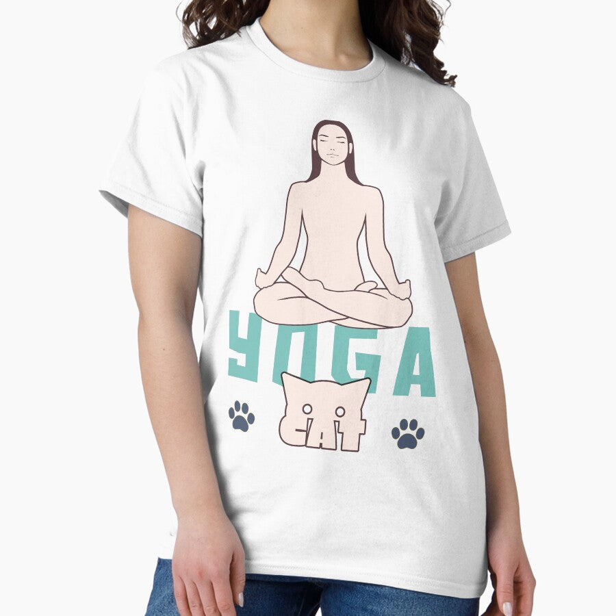 All I Need Is Love Yoga And A Cat Meditation Classic T Shirt