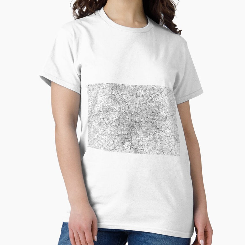 Atlanta Georgia Map 1981 Bw Classic T Shirt