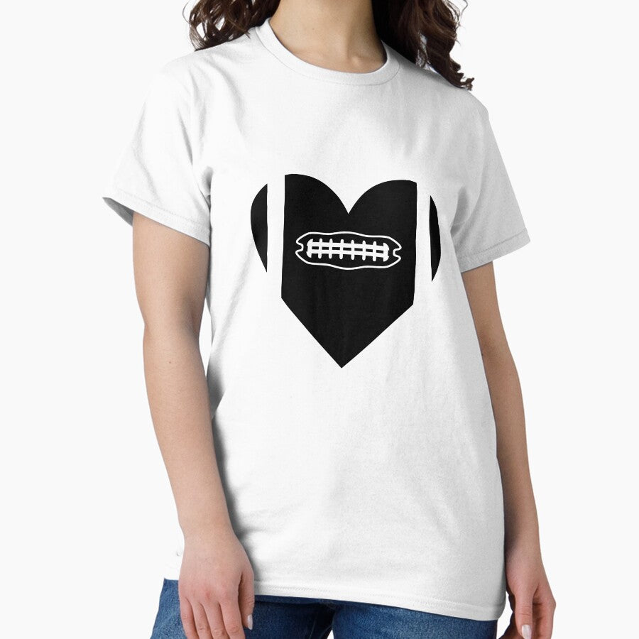 AMERICAN FOOTBALL HEART. BLACK AND WHITE, BY SUBGIRL Classic T-Shirt