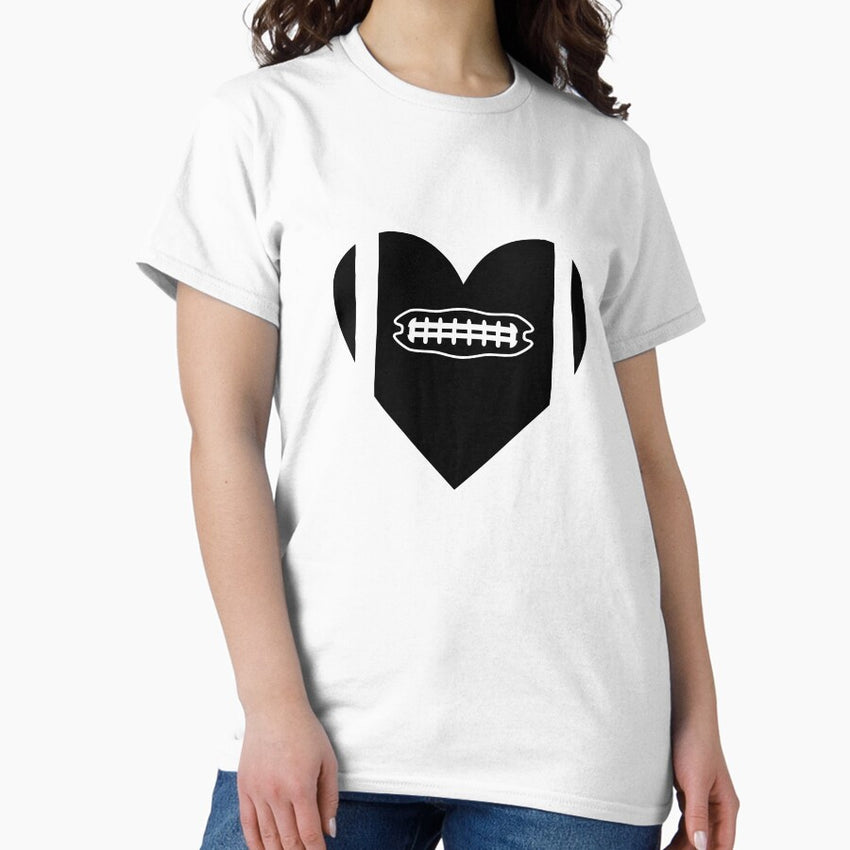 AMERICAN FOOTBALL HEART. BLACK AND WHITE, BY SUBGIRL Classic T-Shirt