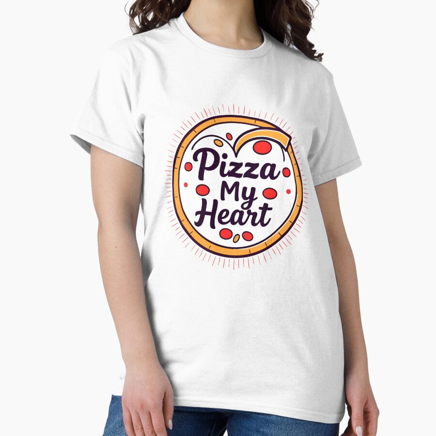 Pizza My Heart Sticker – Cute & Funny Food Pun Design Classic T-Shirt