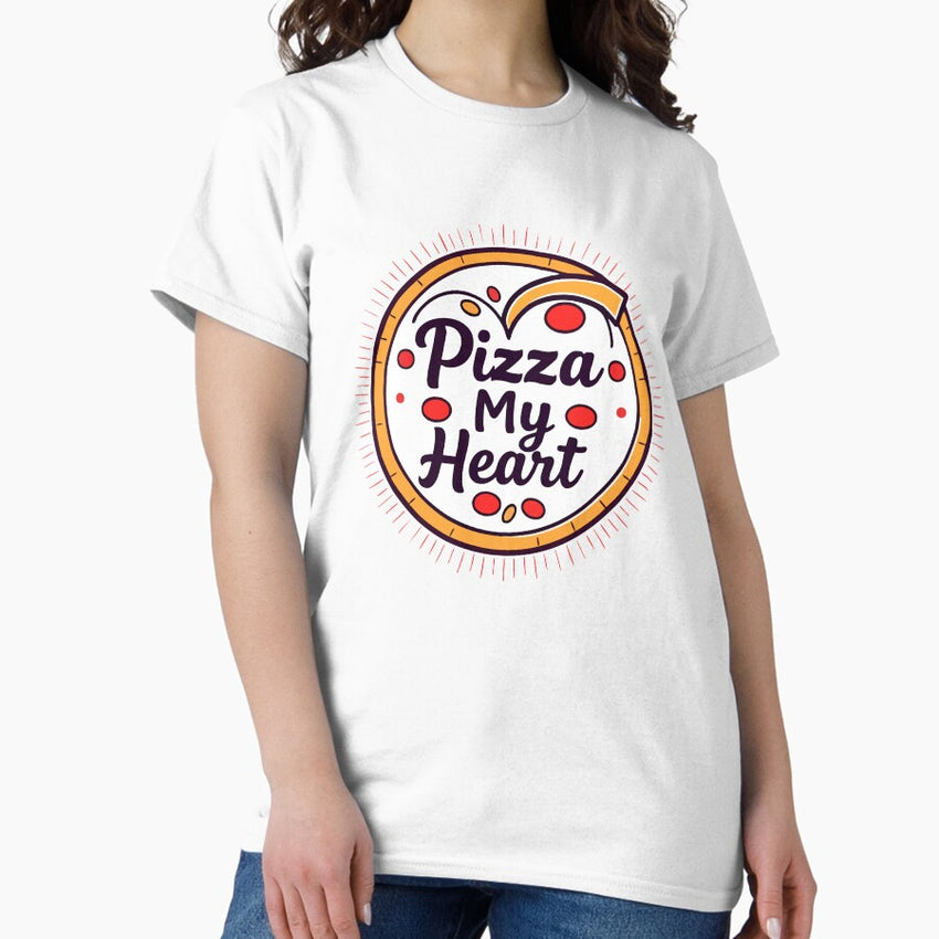 Pizza My Heart Sticker – Cute & Funny Food Pun Design Classic T-Shirt