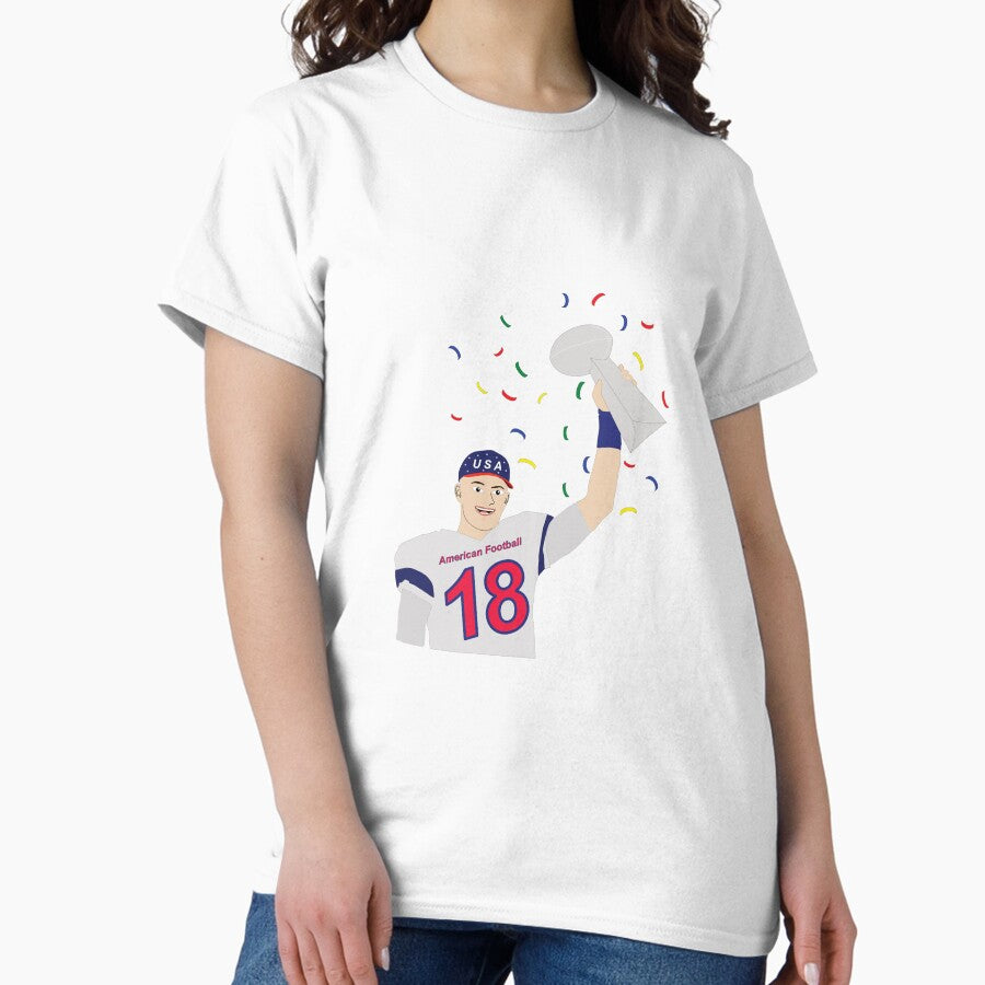 American Football Player Raising The Trophy Classic T Shirt