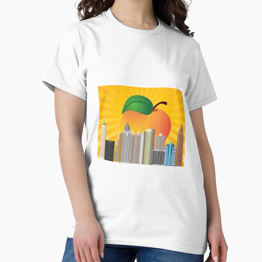 Atlanta Georgia City Skyline With Peach Illustration Classic T Shirt