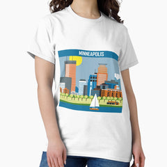 Minneapolis, Minnesota - Skyline Illustration by Loose Petals Classic T-Shirt