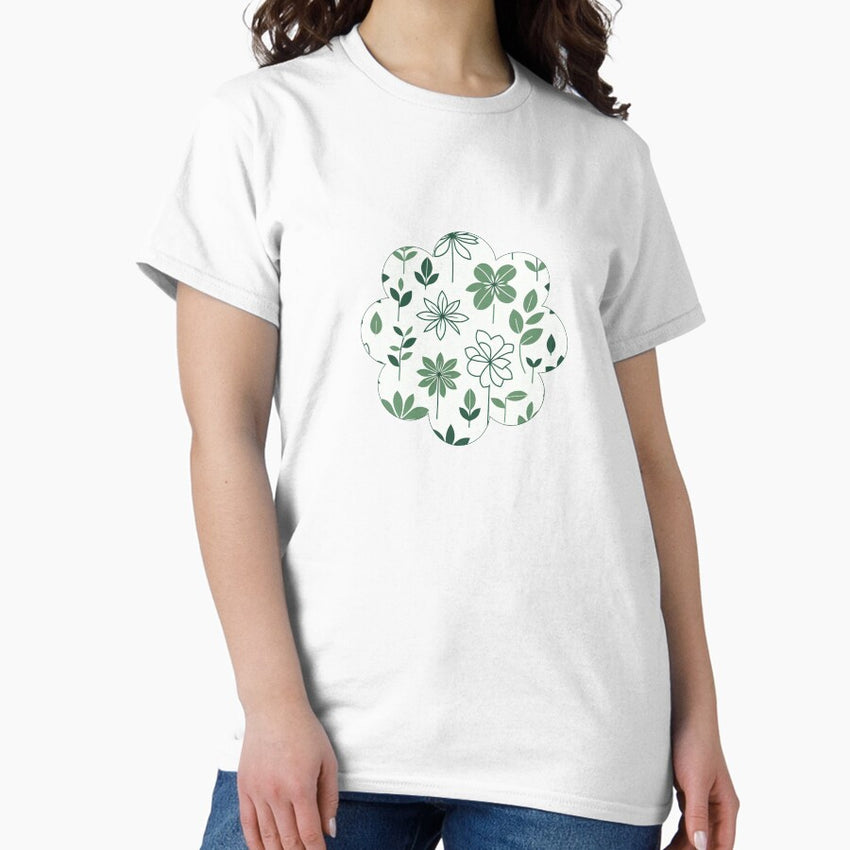Green Flower Pattern Classic T-Shirt