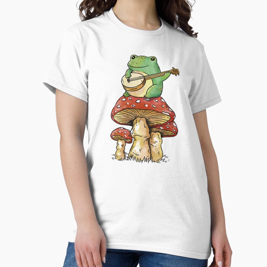 Cottagecore Aesthetic Frog With Mushroom Classic T Shirt