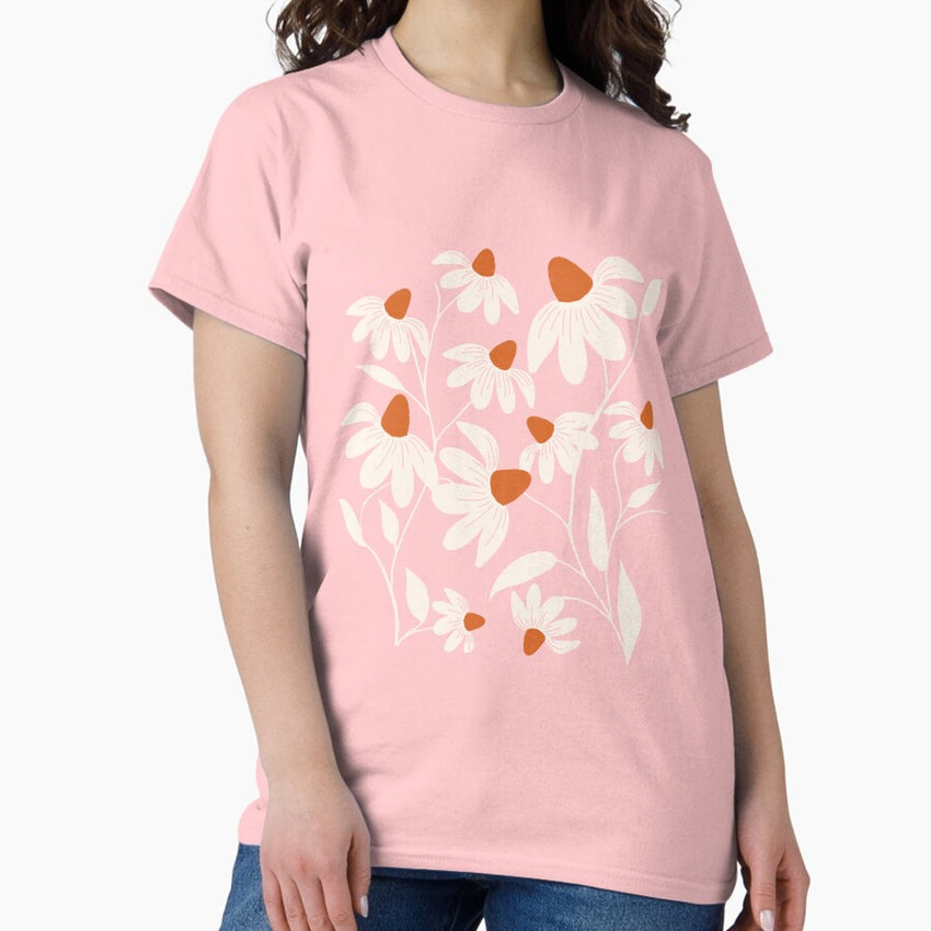 Floriography - White Coneflower - Pink Classic T-Shirt