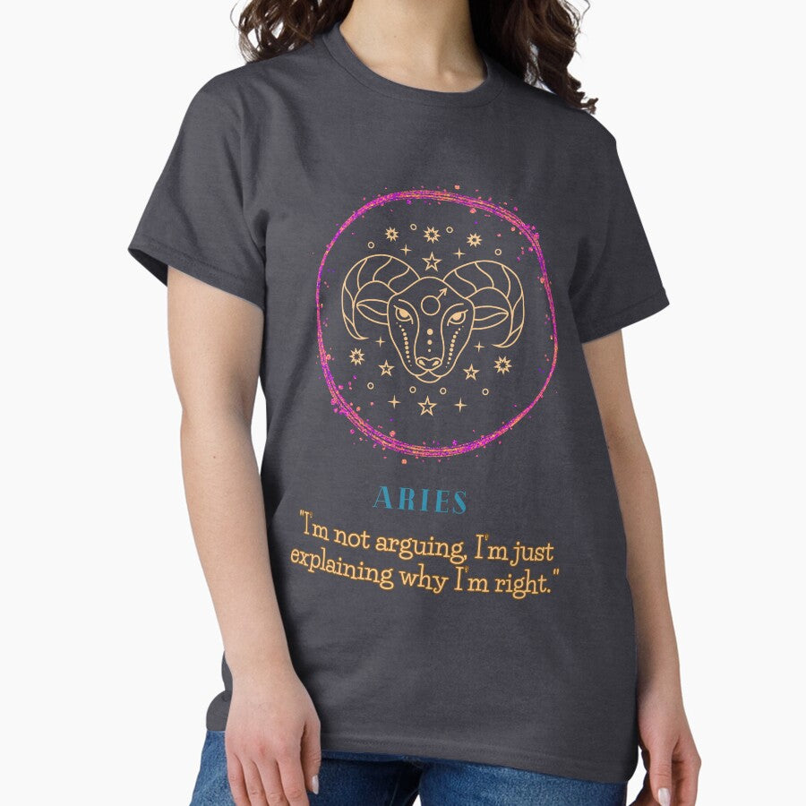 Sparkly Aries zodiac- Horoscope star Sign Theme on grey back ground Classic T-Shirt