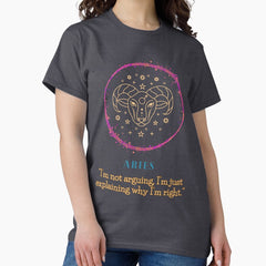 Sparkly Aries zodiac- Horoscope star Sign Theme on grey back ground Classic T-Shirt
