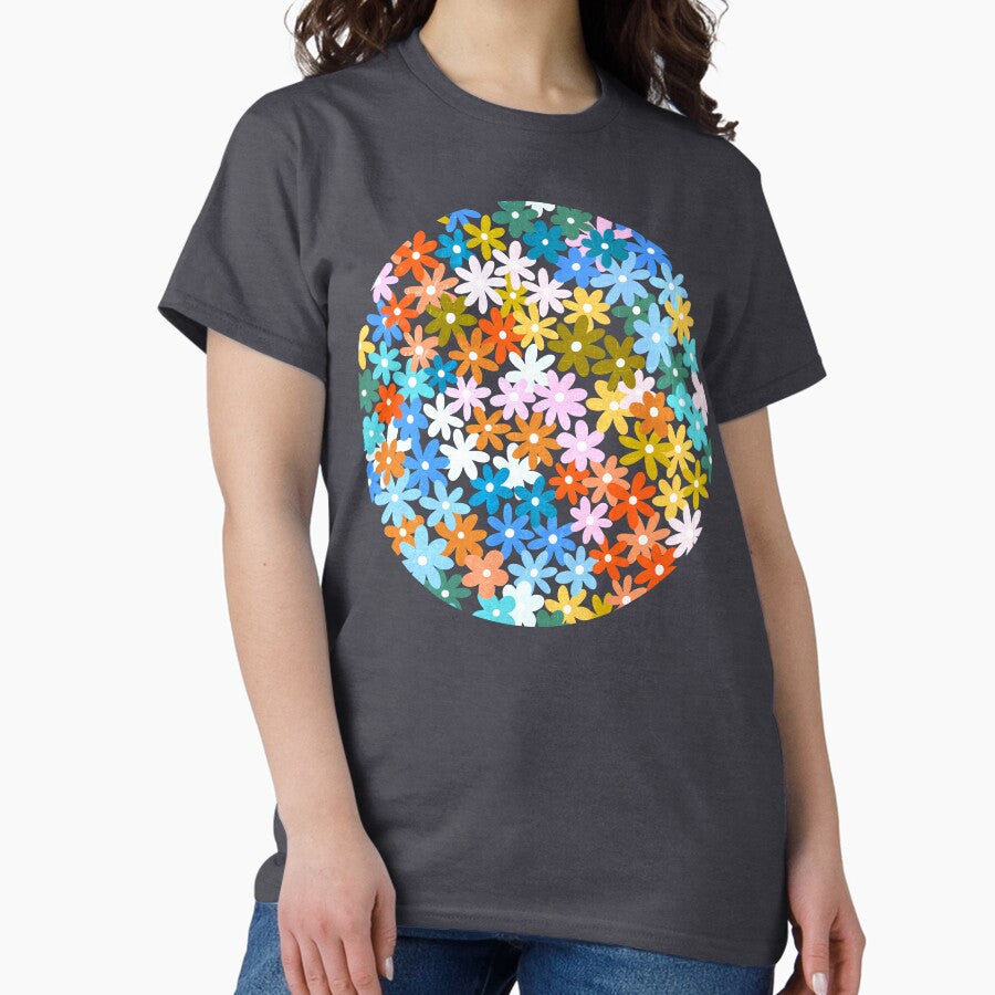 Colorful Ombre Flower Flied Classic T-Shirt