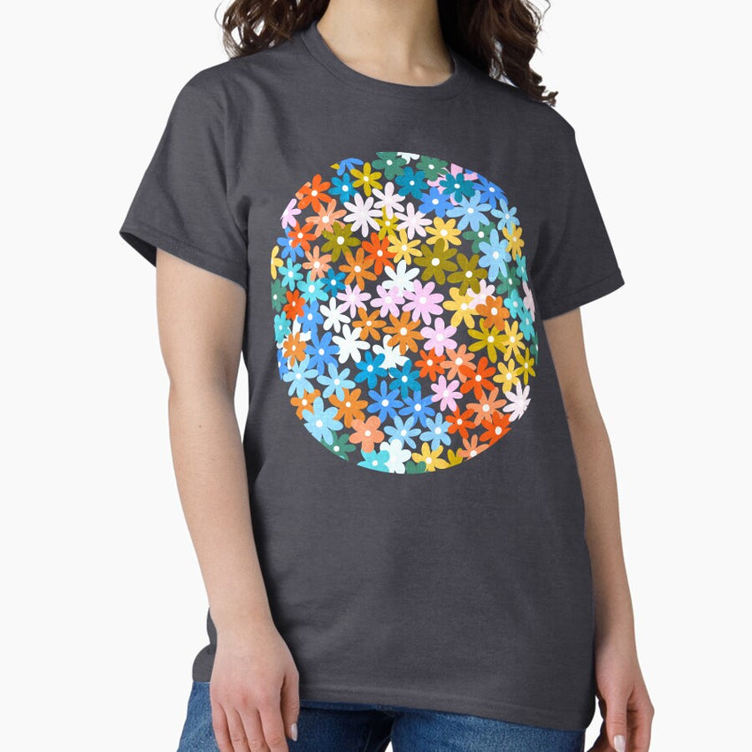 Colorful Ombre Flower Flied Classic T-Shirt