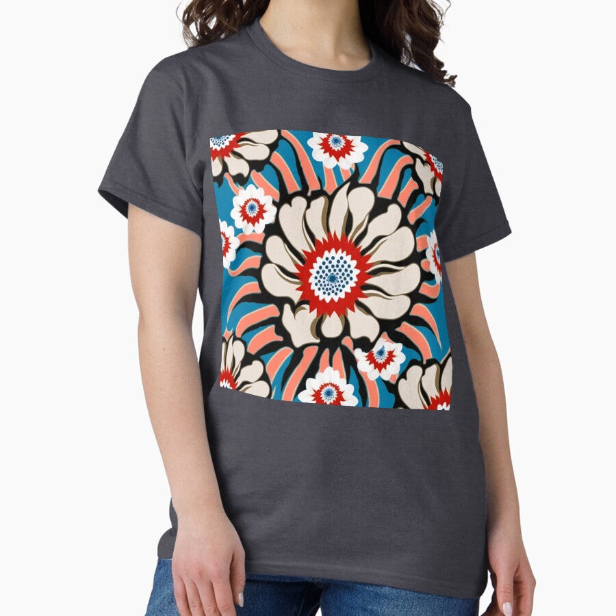1970S Flower Pattern Abstract Flowers Nature Pattern Flower Home Decor 1960S Flower Pattern High Resolution Classic T Shirt