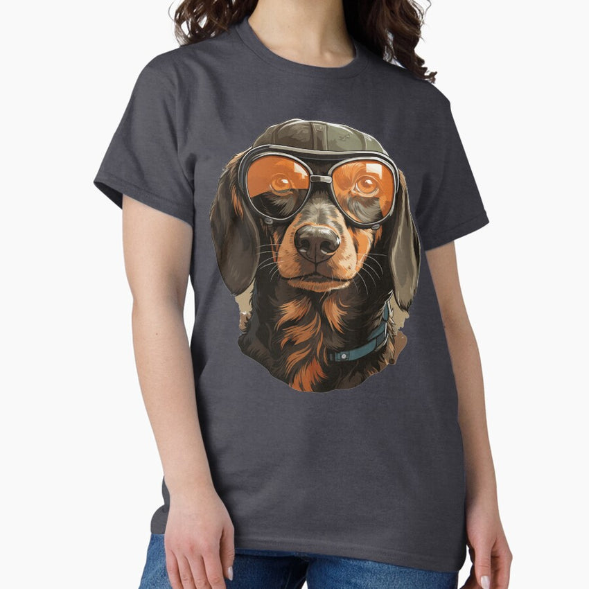Adventure Awaits Dachshund Aviator Classic T Shirt