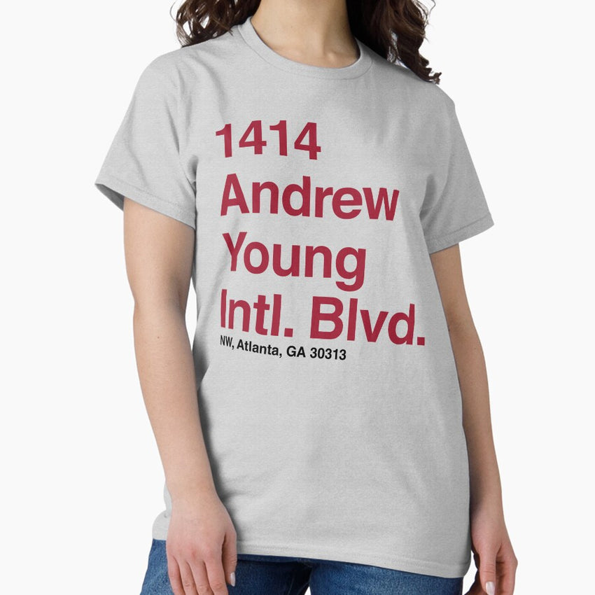 Atlanta Falcons Football Stadium Address Design for Iconic Sports Venue Classic T-Shirt