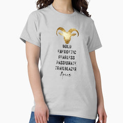 Aries The Ram Characteristics - Black Writing Classic T-Shirt