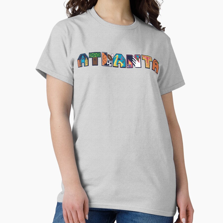 Atlanta Block Text with Skyline, Big Peach, Sports, Jazz Festival, Resurgens Classic T-Shirt