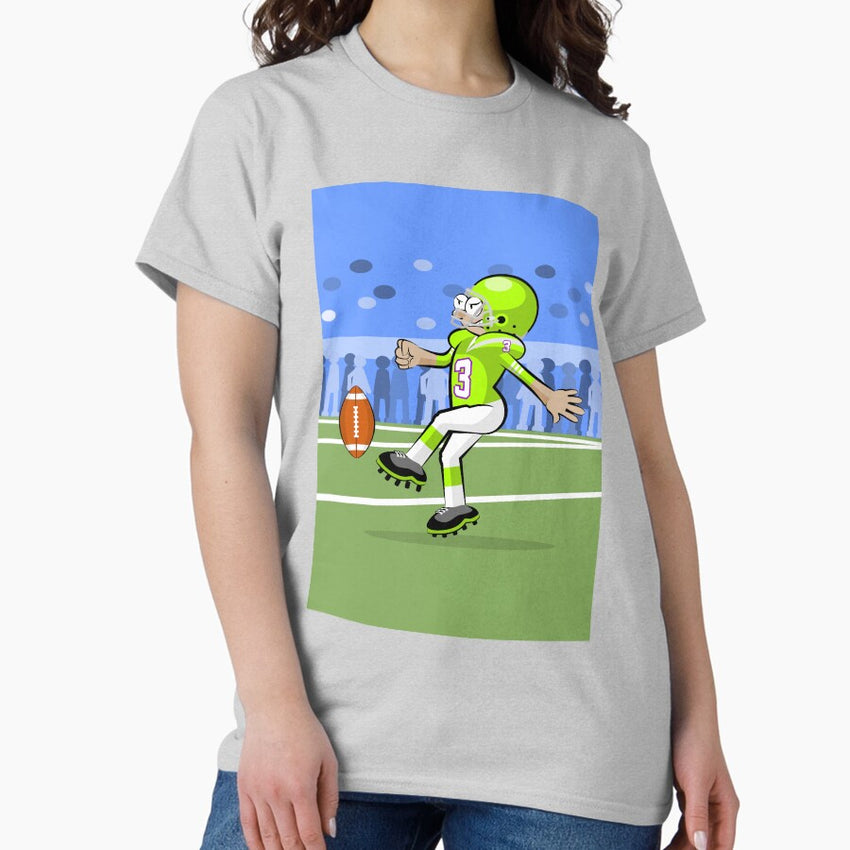 American football player kicking the ball Classic T-Shirt
