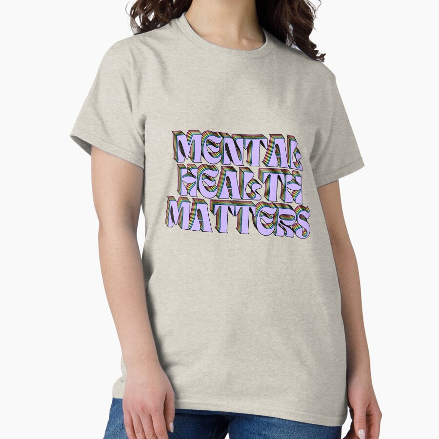 Mental Health Matters Groovy Rainbow Classic T Shirt