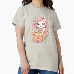 Cute Pizza Girl Classic T-Shirt