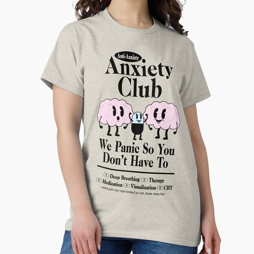 Anti Anxiety Anxiety Club Retro Aesthetic Graphic 70S Y2K Classic T Shirt
