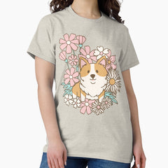 Floral Corgi Classic T-Shirt