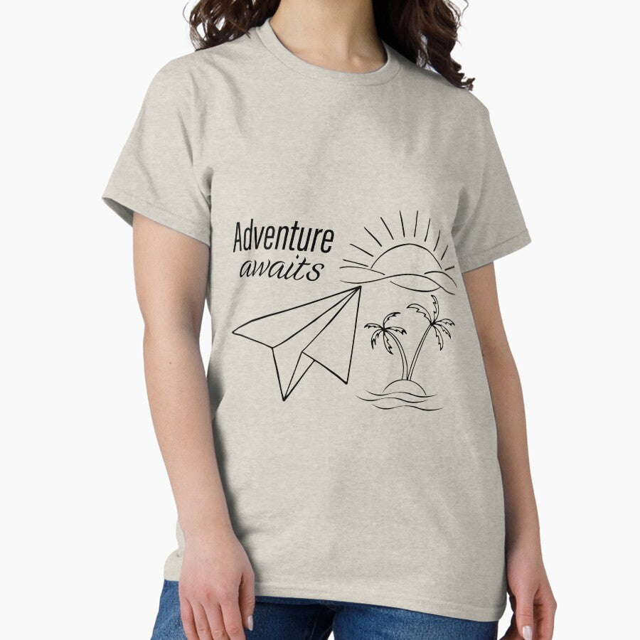 Adventure Awaits Motivational Emblem For Summer Vacation Travel Classic T Shirt