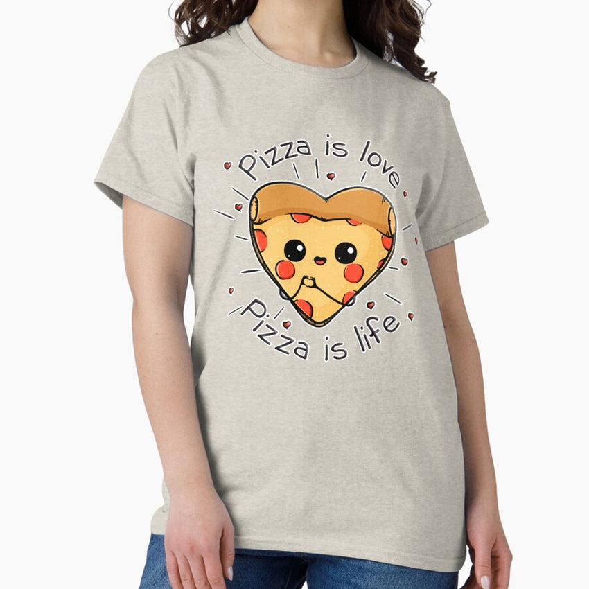 valentine pizza day Pizza love Piece of my heart Matching Pizza Pizza is love trend t-shirts Classic T-Shirt