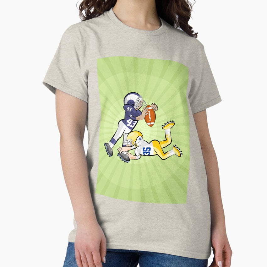 American football player blocks his opponent Classic T-Shirt
