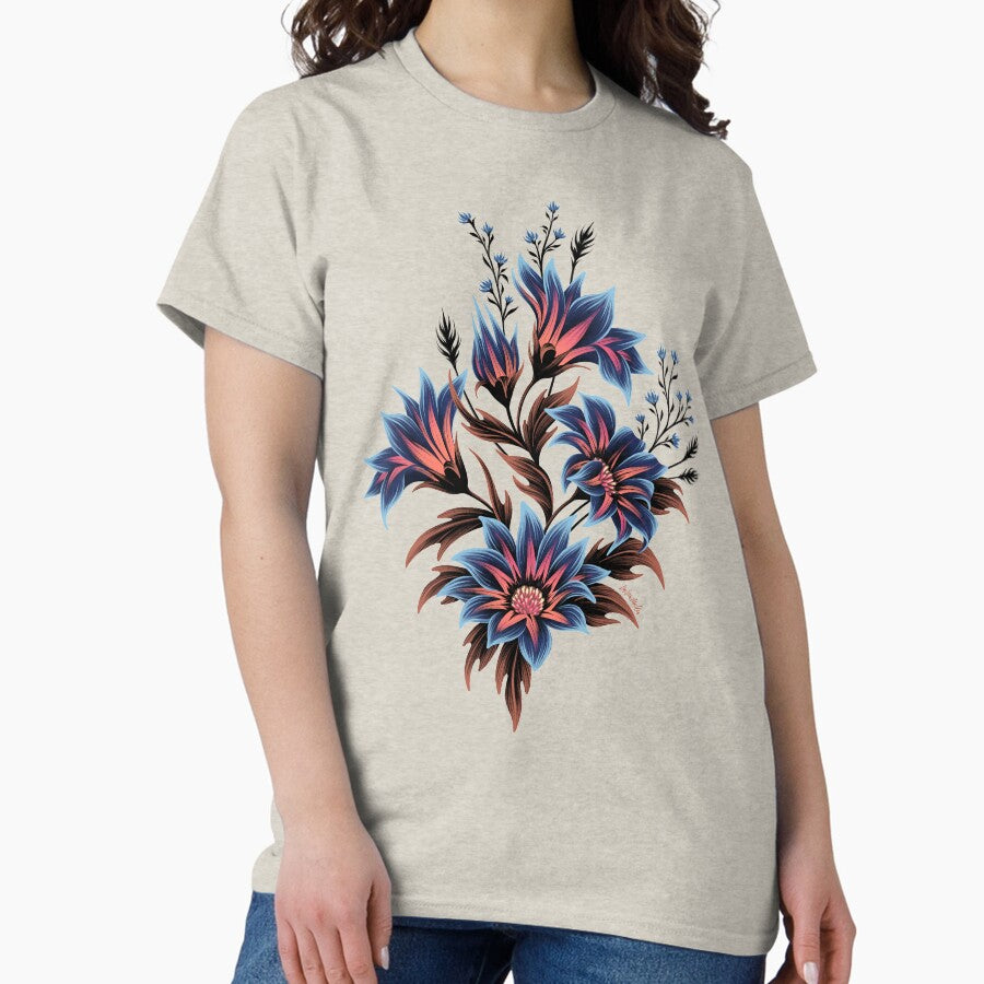 Gazania Floral - Blue Peach Classic T-Shirt