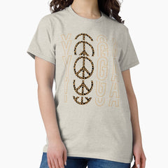 Animal Print Yoga With Peace Vector Cute Leopard Cheetah Peace Prints Classic T Shirt