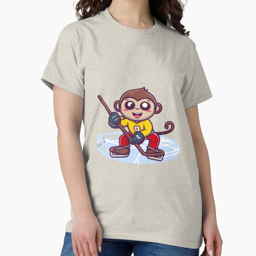 Baby Monkey Ice Hockey Fan Classic T-Shirt