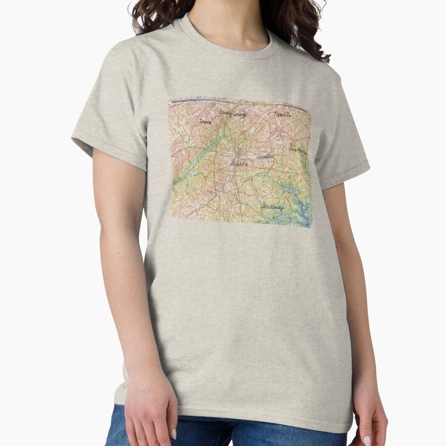 Atlanta Ga Illustrated Topographic Map Classic T Shirt