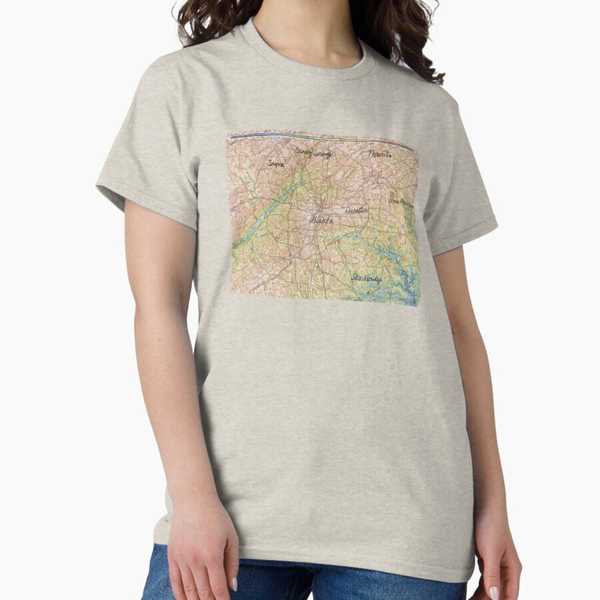 Atlanta Ga Illustrated Topographic Map Classic T Shirt