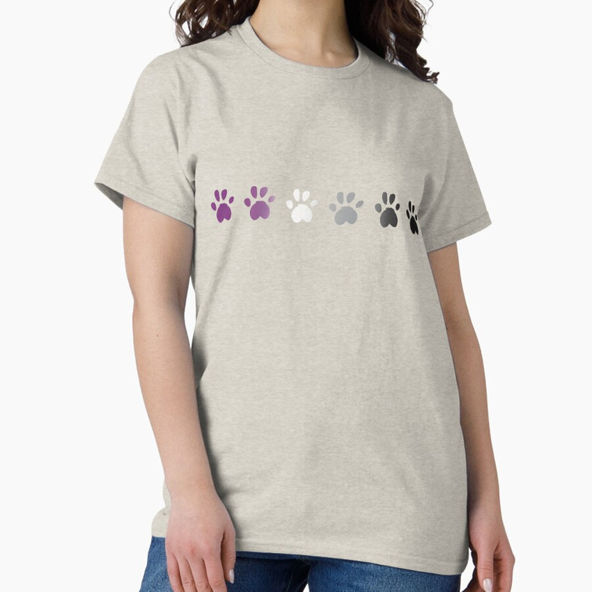 Ace Flag Gradient LGBTQ Pride Paw Prints Classic T-Shirt