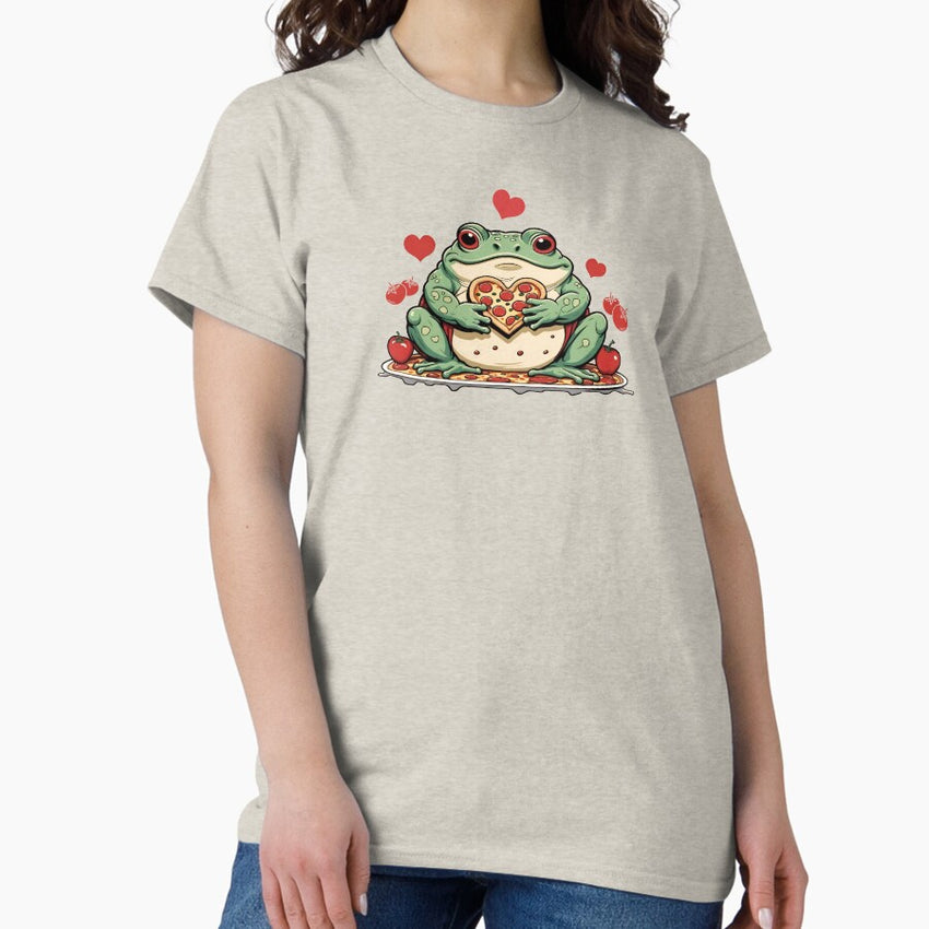 Heart-Shaped Pizza Frog - The Perfect Slice of Love Classic T-Shirt