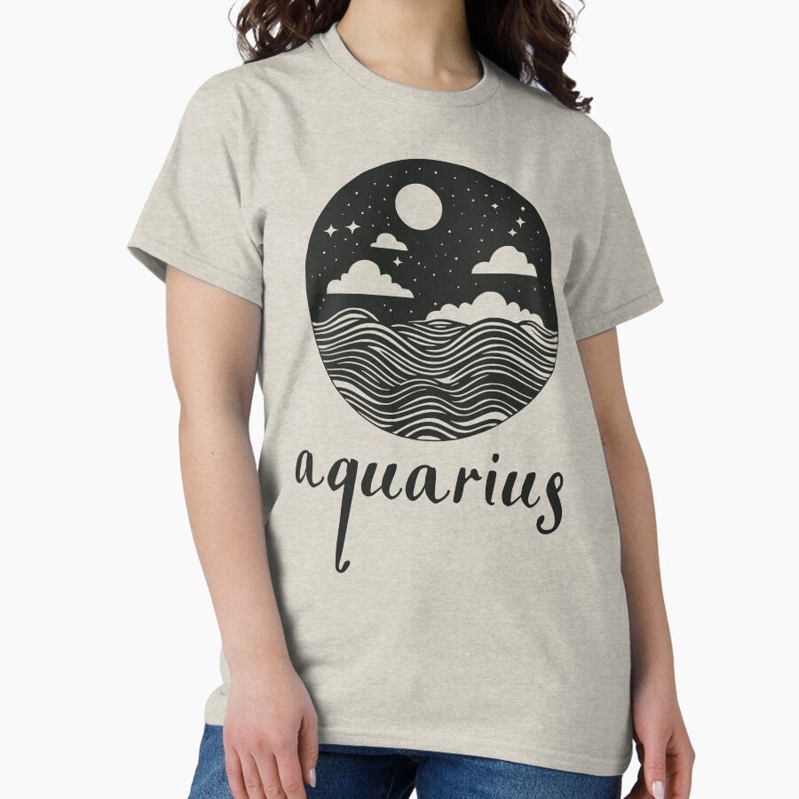 Aquarius Zodiac Water Bearer Celestial Astrology Art Classic T-Shirt